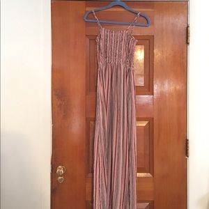 Pink striped maxi dres
